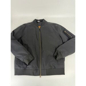 NWOT True Classic Men's Size XL Bomber Jacket Black Full Zip Orange Lined